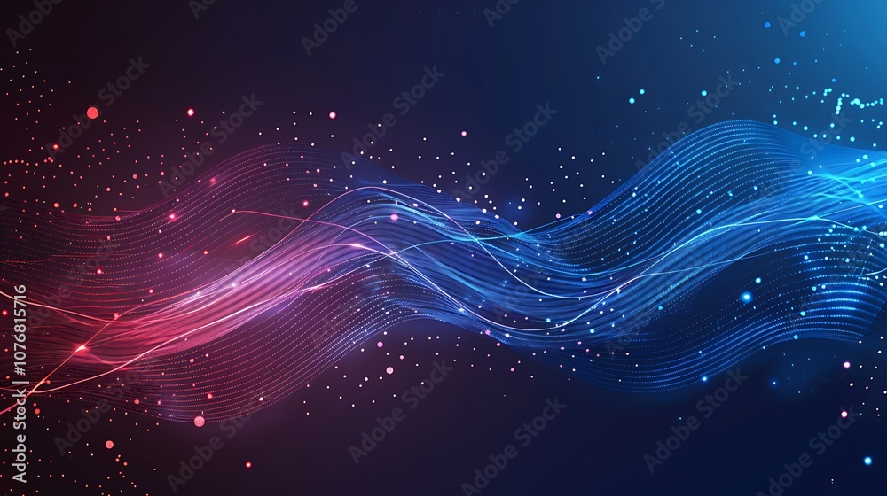 Fototapeta premium Abstract Digital Wave with Glowing Particles