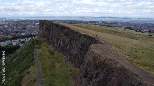 Running on Crags, Edinburgh by drone