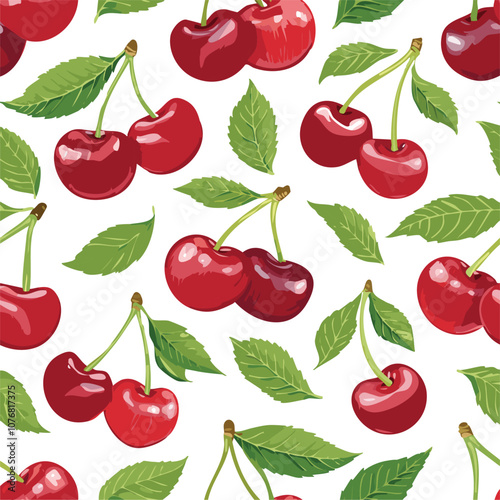 Fresh cherry seamless pattern