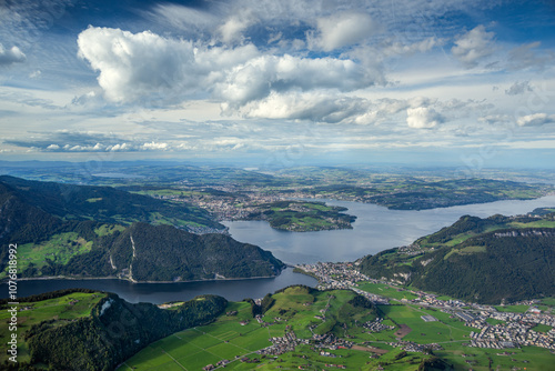 Panoramic View from Stanserhorn over Lake Lucerne