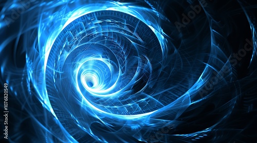 Abstract Blue Swirling Vortex