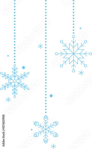 Hanging Christmas vector snowflakes creating festive winter atmosphere