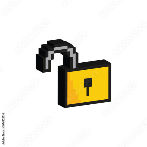 isometric pixel lock icon vector pixel art for 8 bit game