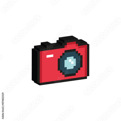 isometric pixel camera icon vector pixel art for 8 bit game