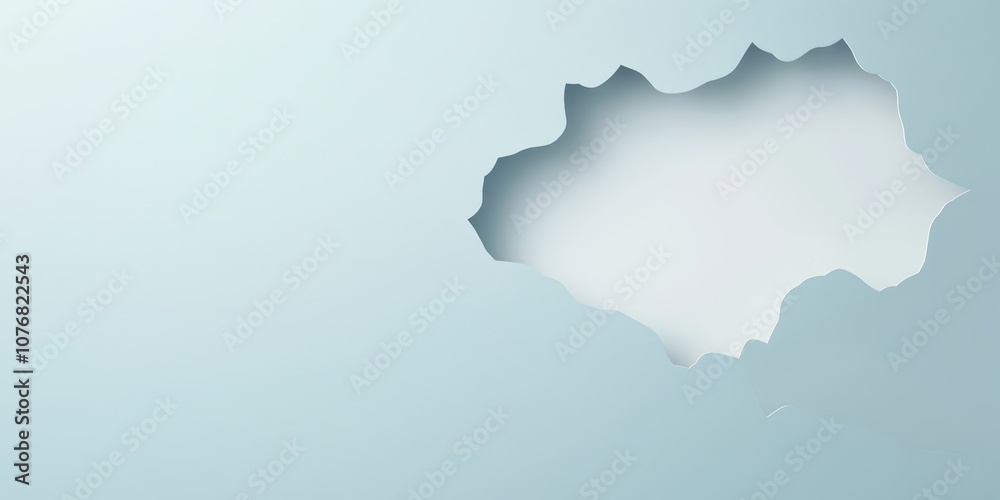 Obraz premium Minimalist abstract design featuring a white cloud cutout on a soft blue grey background banner
