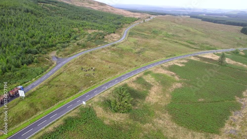 Running across the Scottish/English border (A68) by drone