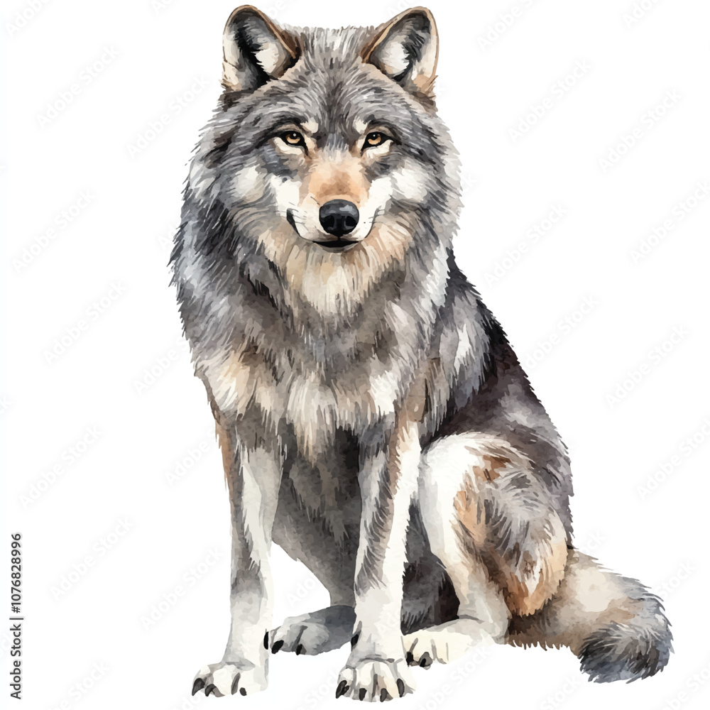 cute Wolf watercolor clipart illustration isolated cute Wolf watercolor clipart illustration isolated