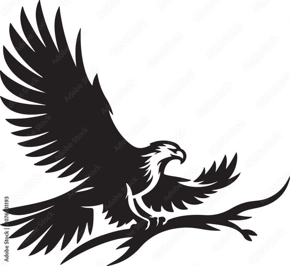 Fototapeta premium Eagle Silhouette Vector Art on White Background - Majestic Bird of Prey Icon Design