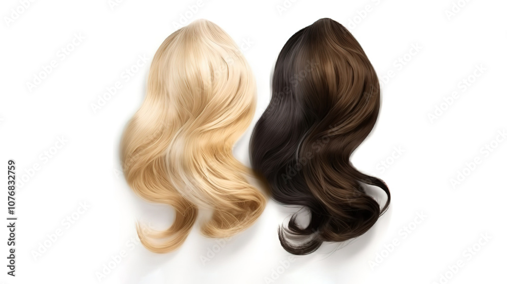 Fototapeta premium Wonderful Hair extensions, materials and cosmetics, hair care, wig. Hairstyle