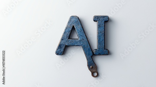 Wallpaper Mural Rusty metal letters AI, white isolated background Torontodigital.ca