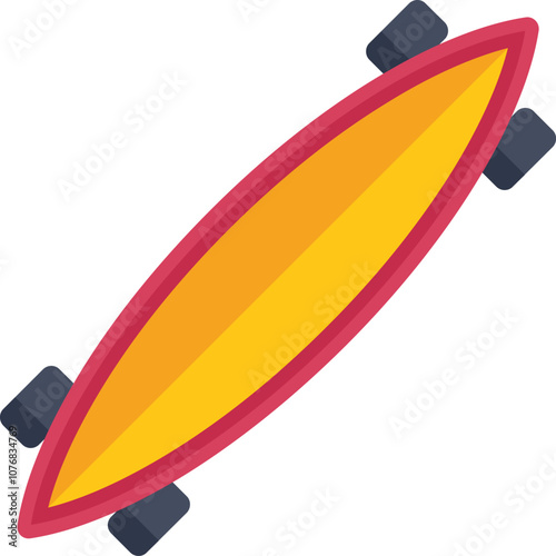 Longboard skateboard standing on a white background, a symbol of urban transportation and trendy lifestyle
