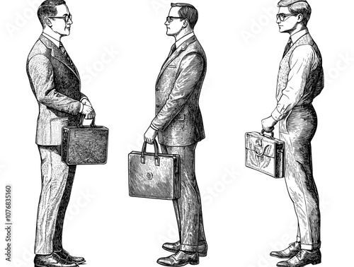 Illustration of a happy businessman with his briefcase