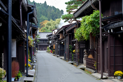 Takayama old town Sannomachi street in Takayama city of gifu, Japan.
