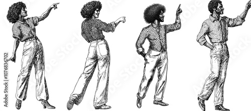 Cartoon illustration of an African American man dancing at a disco