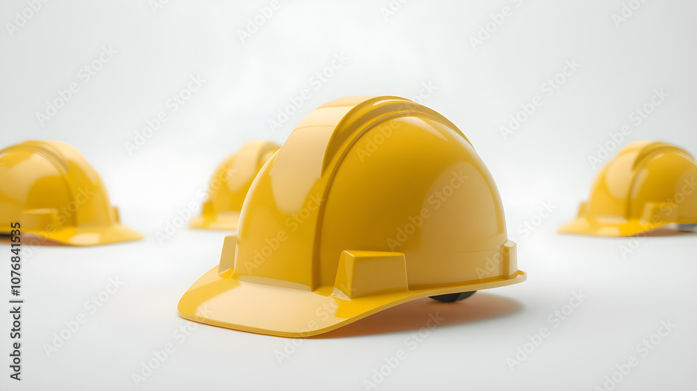 Fototapeta premium yellow safety hat isolated on white background.3d render.