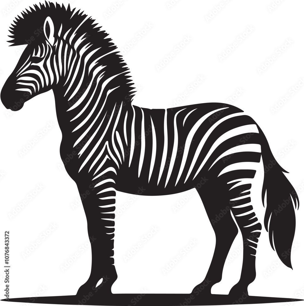 Obraz premium Zebra Silhouette Vector Art on White Background - Striped Wildlife Animal Icon Design
