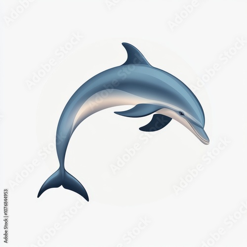 Graceful Dolphin Swimming in Minimalistic Ocean-Themed Illustration photo