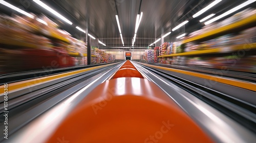 View of a grocery conveyor belt from the beltâ€™s perspective photo