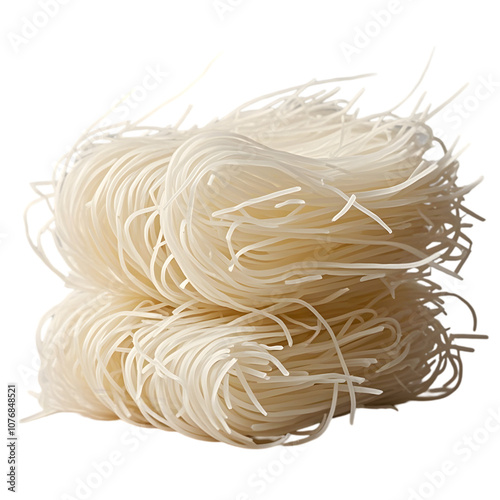 Organic White Dry Rice Verrmicelli Noodles on transparent background