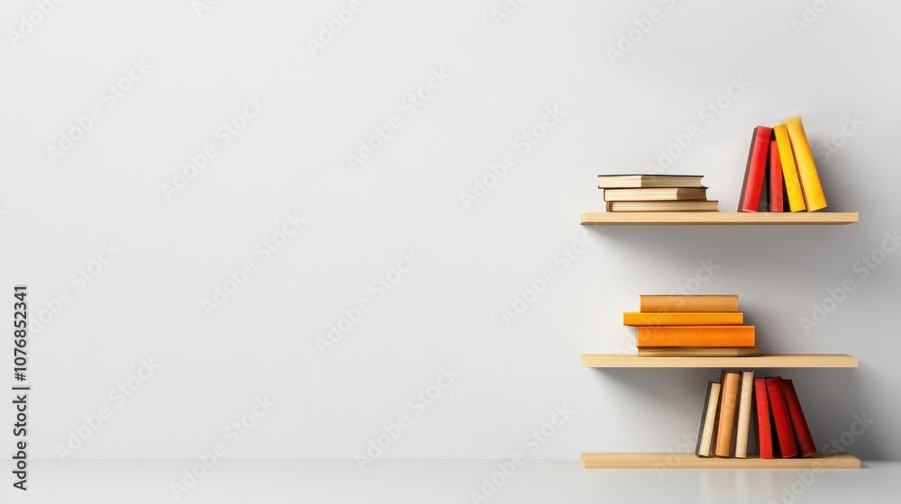 Isolated Wooden Shelving Units on White Background