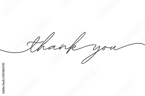 Thank you hand lettering isolated on white background, Hand drawn thank you slide, handwritten calligraphy, 
monoline, signature, one line drawing for 
printable thank you cards, poster, banner, tags