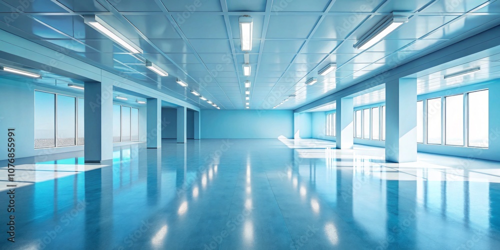 Surreal Empty Room with Blue Floor and White Ceiling - An Imaginative Space of Solitude and Reflection for Creative Projects Surreal Empty Room with Blue Floor and White Ceiling - An Imaginative Space of Solitude and Reflection for Creative Projects