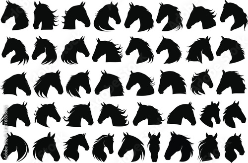 Horse head silhouette vectors