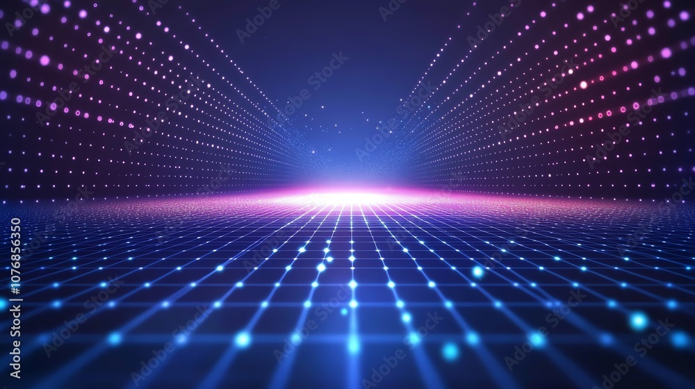 Obraz premium Modern AI-themed background in dark blue gradient with soft, integrated tech elements like lines and data points, designed for eCommerce presentations