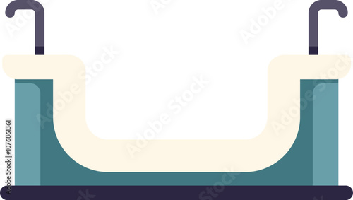 Skate park element grind rail with handrails for safety flat icon design style illustration