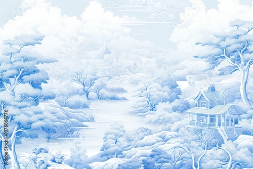 Toile wallpaper snow in winter landscape nature architecture. photo