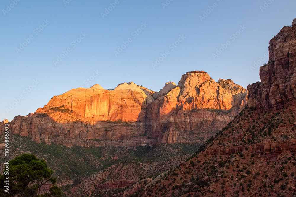Naklejka premium Zion National Park, mountain at sunrise