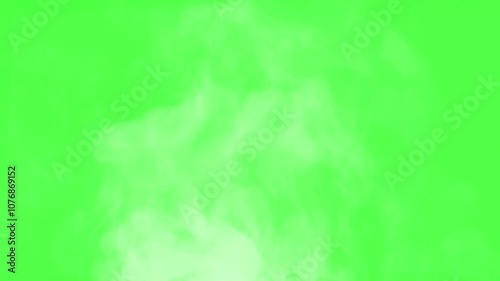 Boiling Pot Creates Hot Steam. Chroma key. White Steam rises from a large pot that is behind the scenes. Green background