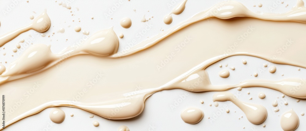 Foundation drops with a subtle glossy finish, artistic and detailed, soft beige aesthetic, isolated on white background Foundation drops with a subtle glossy finish, artistic and detailed, soft beige aesthetic, isolated on white background