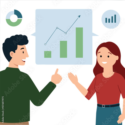 man and woman analyzing sales conversions.eps