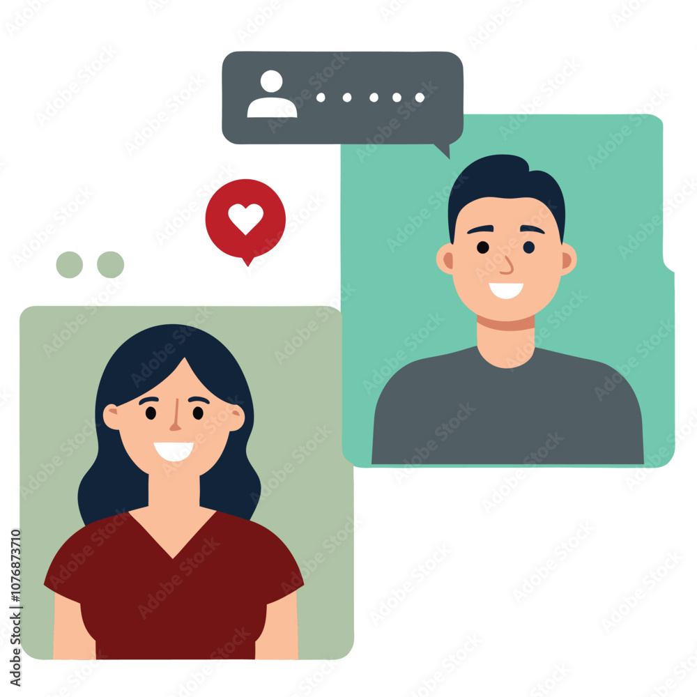 Fototapeta premium man and woman engaging with followers in comments.eps