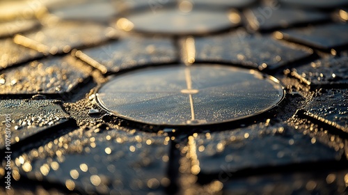 A detailed shot of solar panels in action, showcasing the clean energy potential and sustainability photo