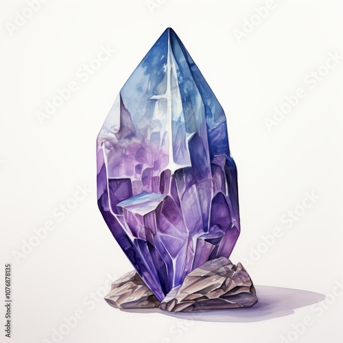 A Pen and Ink Watercolour Illustration of a Multifaceted Gemstone, Ideal for Jewelry or Luxury Product Design Generative AI photo