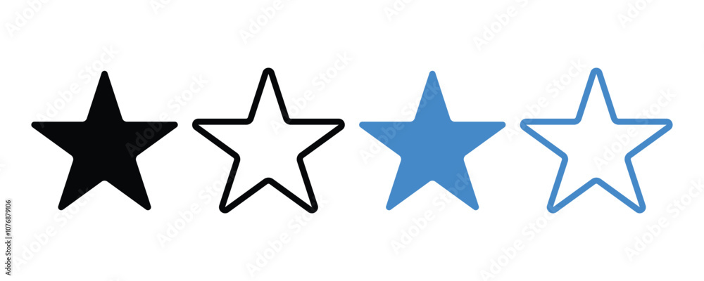Fototapeta premium Star shape icon vector set, star basic shape icon vector flat illustration isolated on white background.