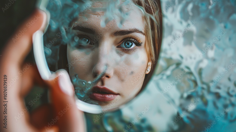 A person holding a mirror up to another person, reflecting on each other Generative AI A person holding a mirror up to another person, reflecting on each other Generative AI