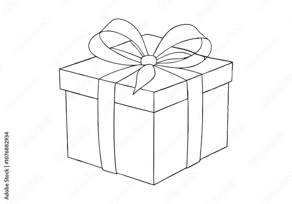Fototapeta premium Continuous Line Art of Gift Box – Minimalist Celebration and Present Illustration