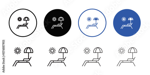Sun bed icon Thin line flat illustration