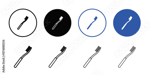 Toothbrush icon Thin line flat illustration