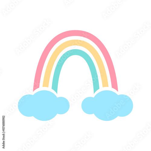Wallpaper Mural Colorful Rainbow Illustration with clouds Torontodigital.ca