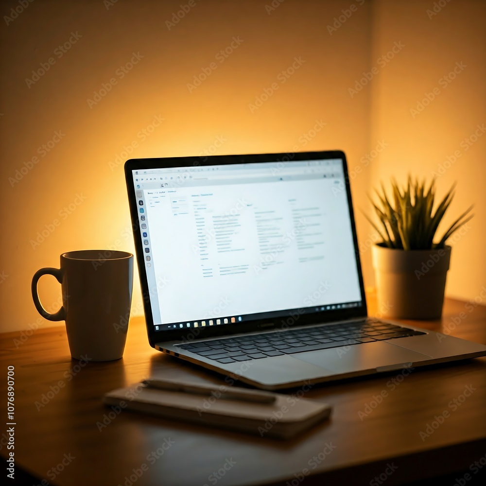Fototapeta premium desk with laptop