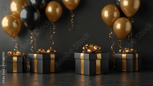 Gift box with Balloons birthdays, valentine ,wedding,anniversary background 