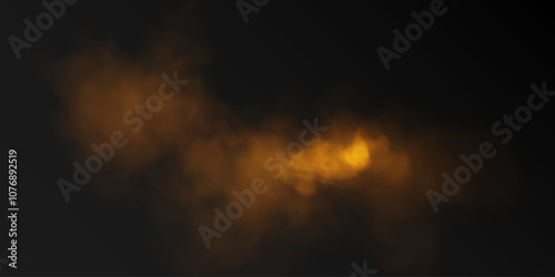 Fog or smoke, orange smog cloud on floor, isolated transparent special effect. Vector illustration, morning fog over land or water surface, magic haze.	