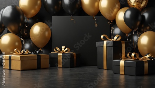 Gift box with Balloons birthdays, valentine ,wedding,anniversary background 