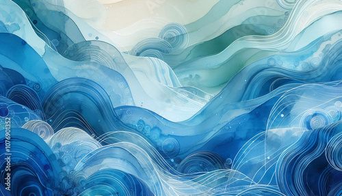 abstract blue background with waves.