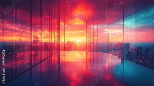 Cityscape Sunset View from a Skyscraper