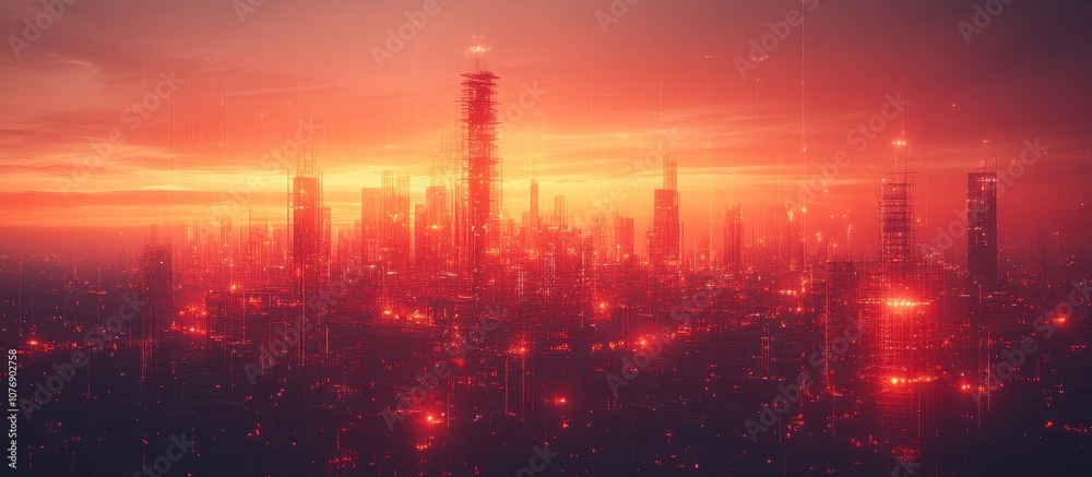 Obraz premium Futuristic Cityscape at Sunset